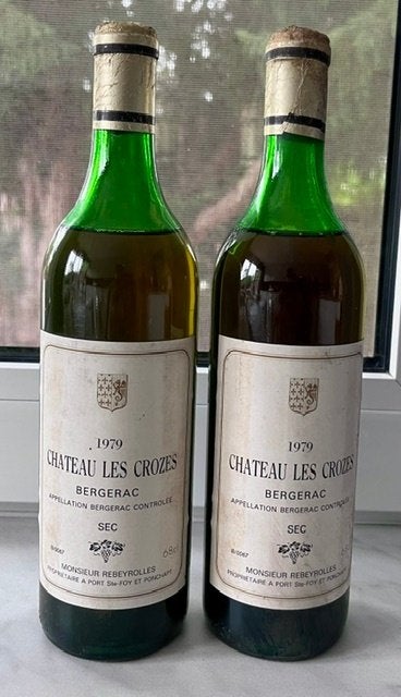 Vin blanc Château Les Crozes Bergerac 1979, Collections, Pleine, Vin blanc, Enlèvement, France