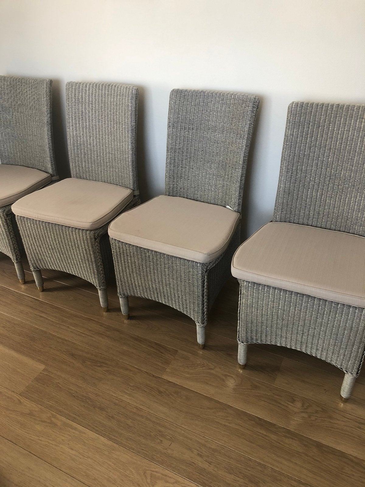 4 STOELEN IN ROTAN WIT, Ophalen, KLASSIEK, Wit, Riet of Rotan