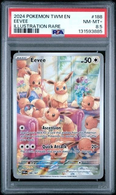 Eevee TWM 188 PSA 8,5, Hobby en Vrije tijd, Verzamelkaartspellen | Pokémon, Nieuw, Losse kaart, Ophalen of Verzenden