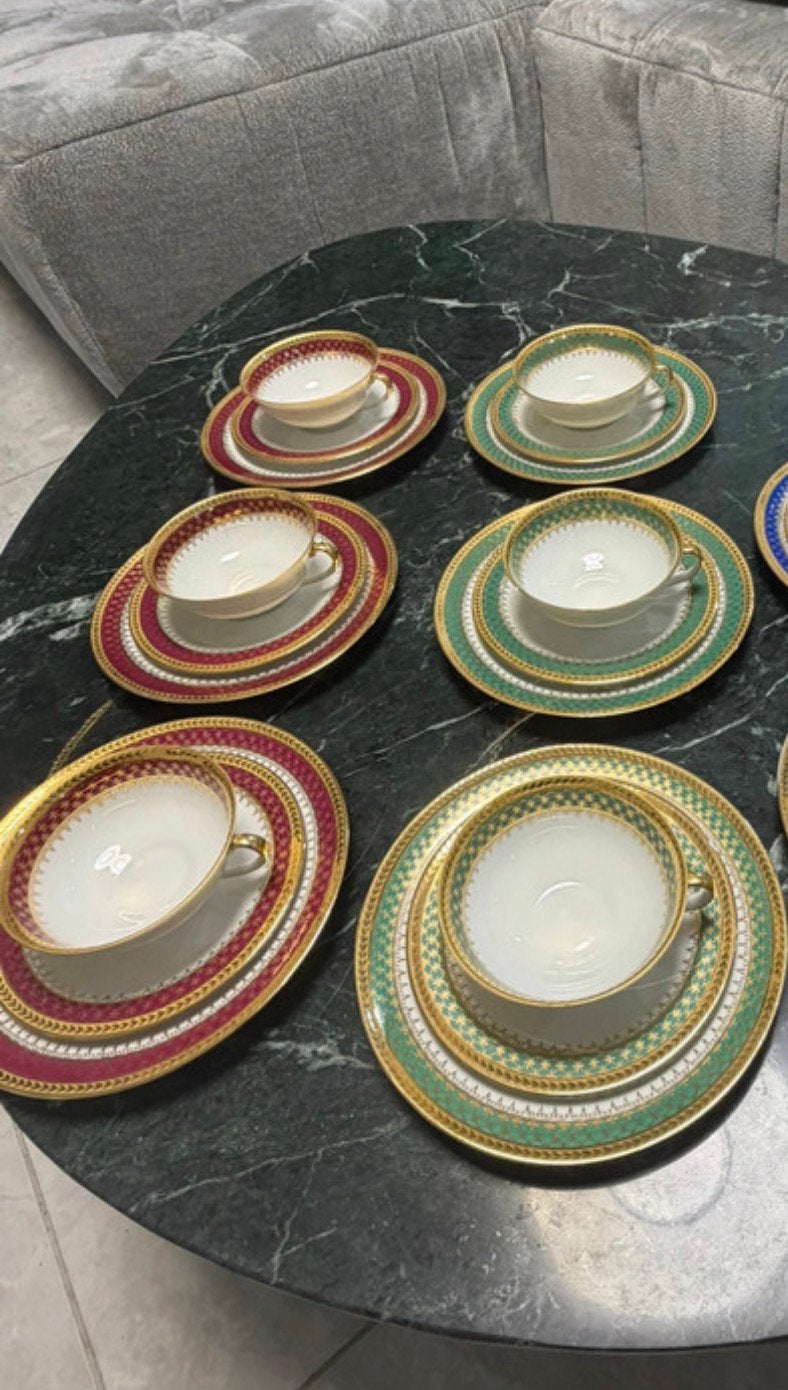 Vintage Bardet Limoges Porselein Servies 6 Trio Sets (1950), Ophalen