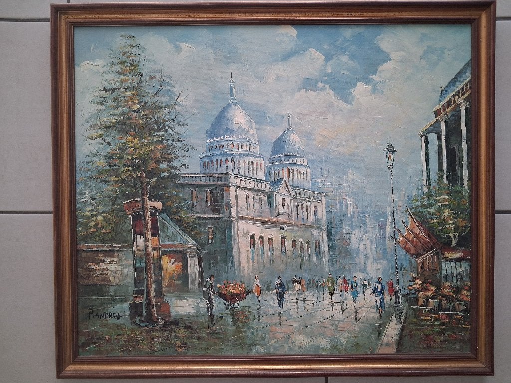 olieverfschilderij Parijs, Antiek en Kunst, Doek, Ophalen of Verzenden, Olieverf, Stads- / dorpsgezicht