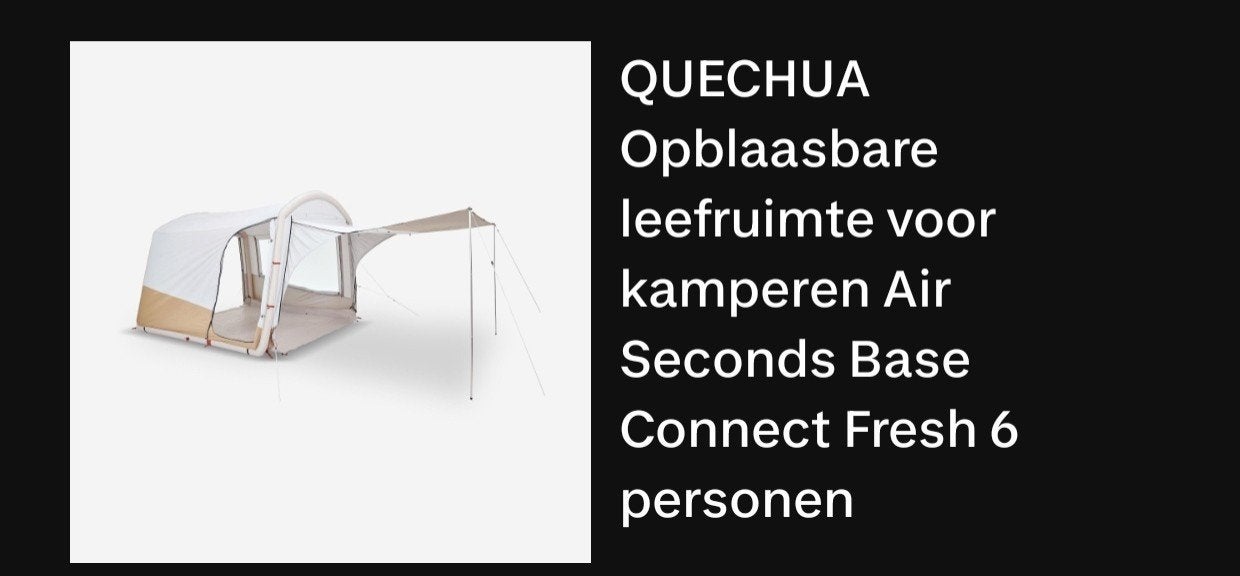 Quechua Air Seconds Base Connect Fresh -voortent, Caravans en Kamperen, Ophalen, Zo goed als nieuw