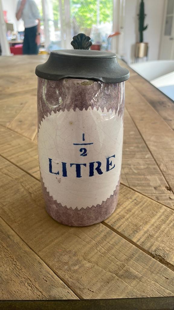 Antieke Litre (bier) kan, Antiek en Kunst, Antiek | Tin, Ophalen