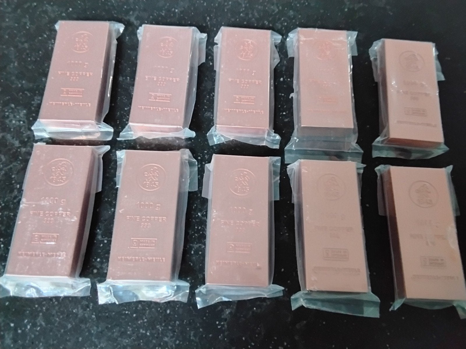 10x #Koperbaren Heimerle en Meule 1 kilogram .999 fine koper, Ophalen of Verzenden, Koper