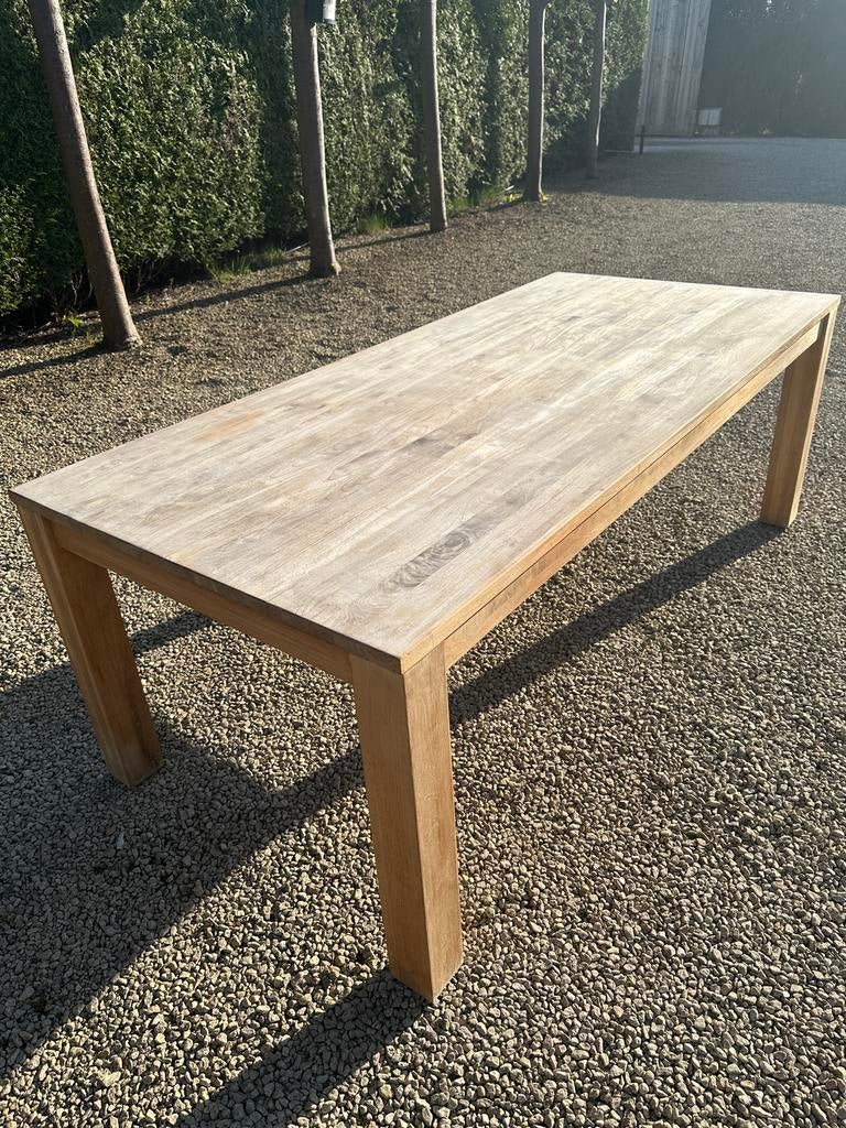 Zware Teak eettafel 220x100 in perfecte staat, Huis en Inrichting, Tafels | Eettafels, Ophalen, Teakhout, 200 cm of meer, 50 tot 100 cm