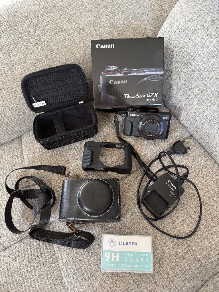 Canon g7x mark ii met doos, oplader en verschillende hoesjes, Audio, Tv en Foto, Fotocamera's Digitaal, Zo goed als nieuw, Compactcamera