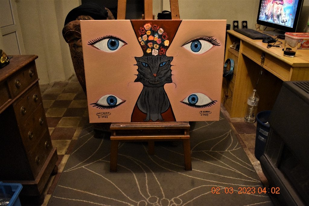 Vier keer abstracte schilderkunst, door joky kamo, Antiek en Kunst, Ophalen