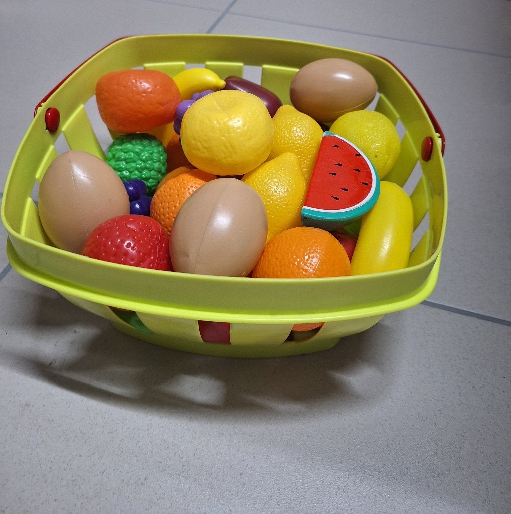 Winkelmandje met fruit, Kinderen en Baby's, Ophalen of Verzenden, Gebruikt, Kunststof, Speelkeuken-accessoire