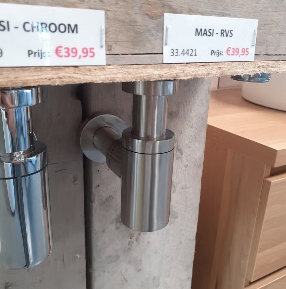 OP=OP! Wastafelsifon, RVS, modern, strakke uitvoering, Masi, Enlèvement ou Envoi, Neuf, Moderne