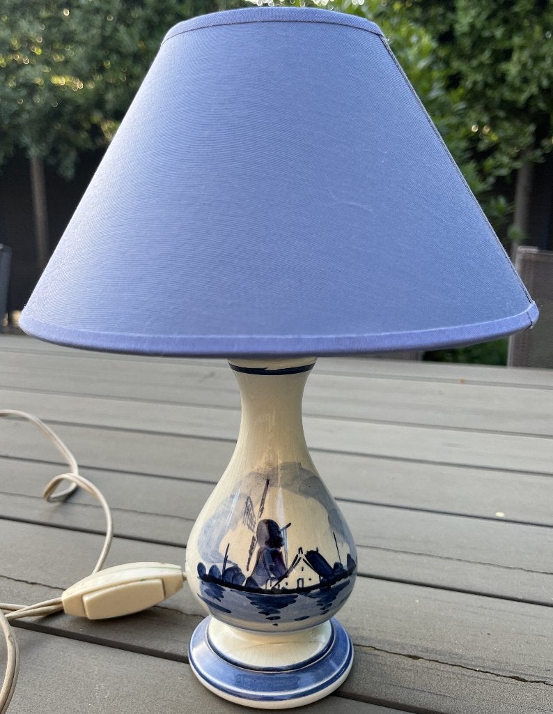 Lampe de table vintage bleue de Delft - peinte à la main, Enlèvement