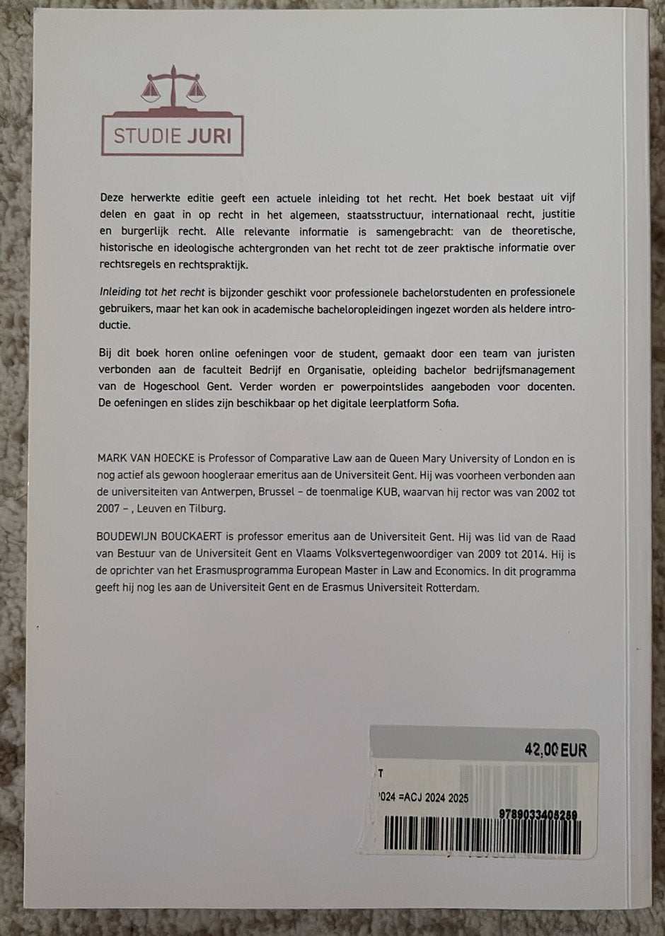 Inleiding tot het recht Mark Van Hoecke en Boudewijn B., Enlèvement ou Envoi, Comme neuf