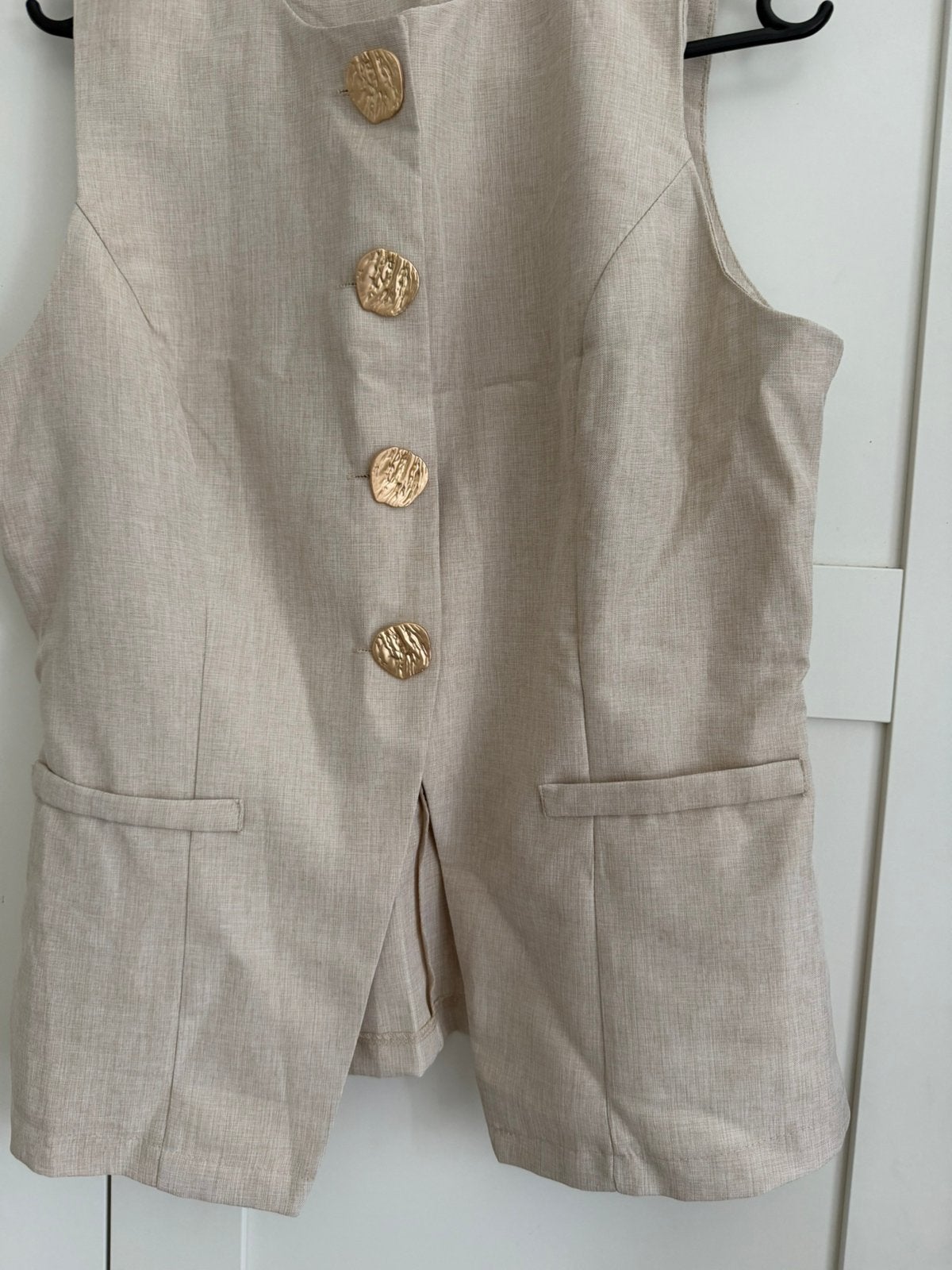 Blazer courte manche beige, Enlèvement ou Envoi, Neuf, Taille 42/44 (L), Beige