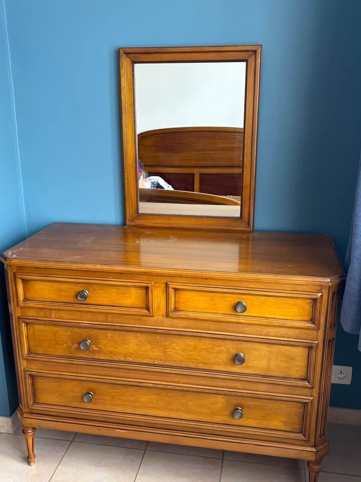 Chambre à coucher en merisier, Maison & Meubles, Enlèvement, Utilisé, Deux personnes