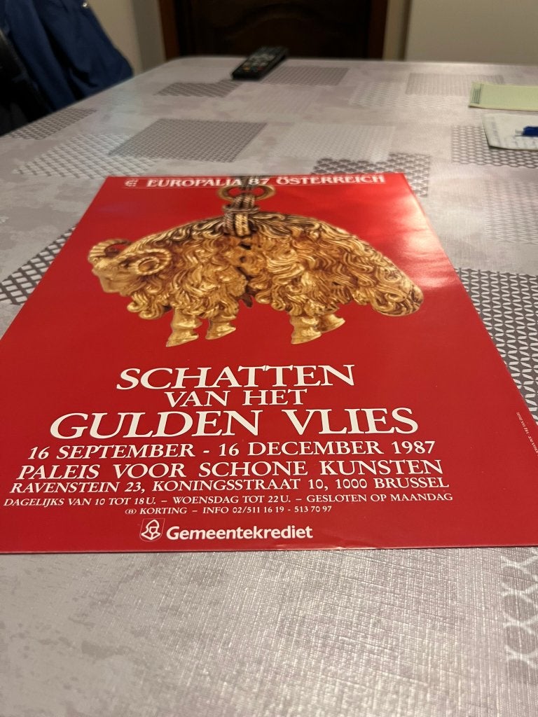 Vintage Poster Europalia 87 Osterreich , Schatten van het Gu, Rechthoekig Staand, Deurposter of groter, Ophalen of Verzenden, Zo goed als nieuw