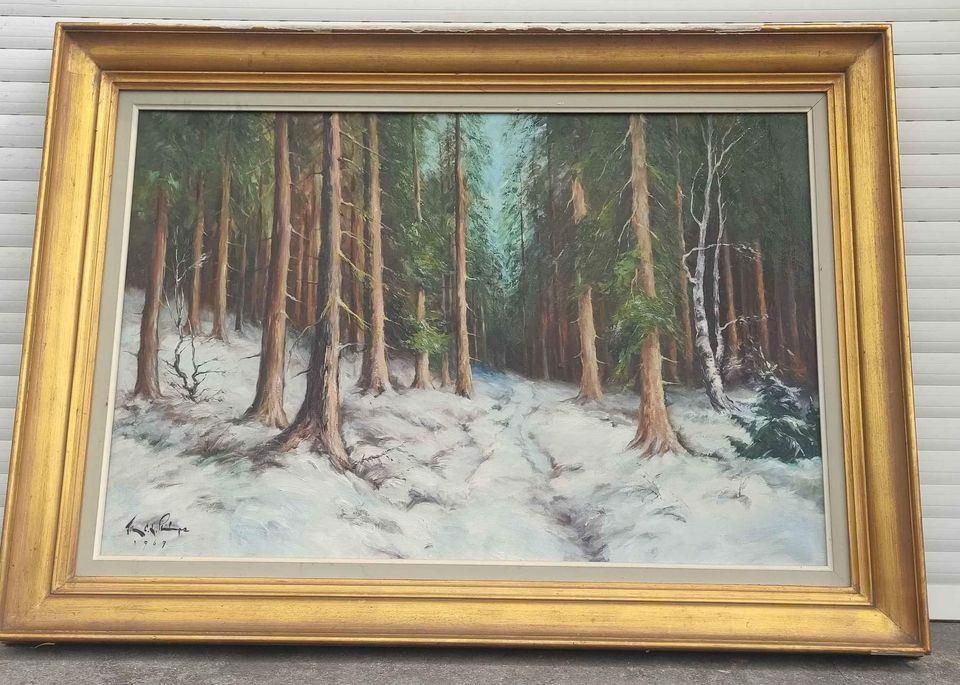 Huile sur toile sous bois enneigé signe John c l philips, Ophalen