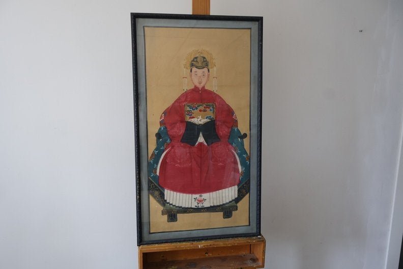 Traditioneel Chinees voorouderportret, Antiquités & Art