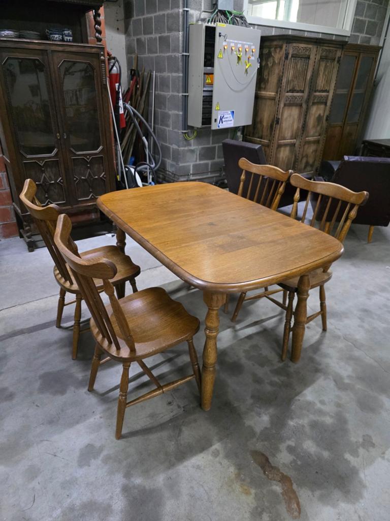 Mooie massief eiken eetkamer in landelijke stijl, Antiek en Kunst, Ophalen