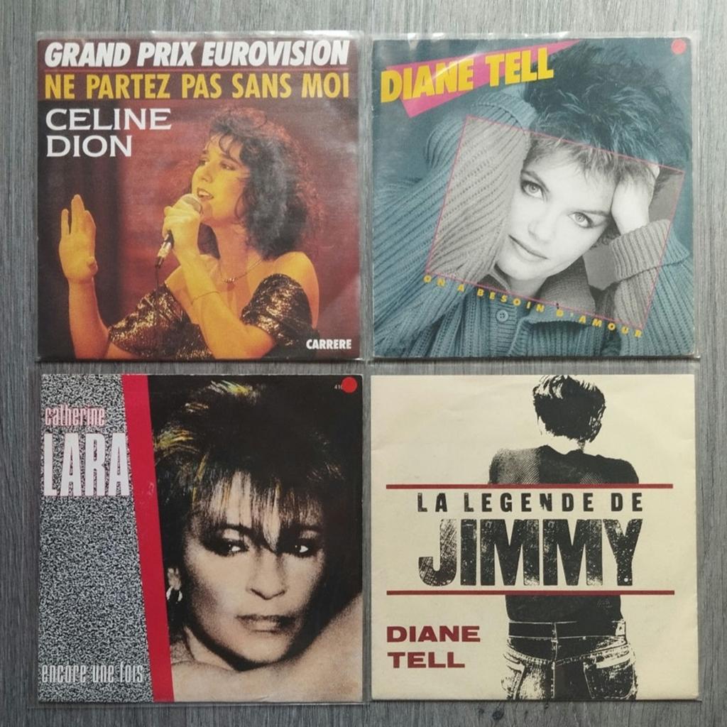 Lot disques 45T Céline Dion, Diane Tell, Catherine Lara, CD & DVD, Envoi, 1980 - 1989, Utilisé, 7 inch