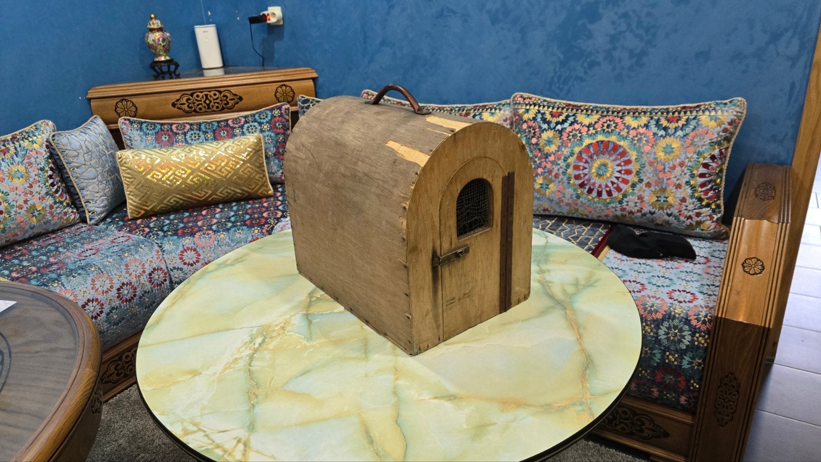 RARE cage d'animal de compagnie en dôme en bois antique pour, Enlèvement ou Envoi, Bois