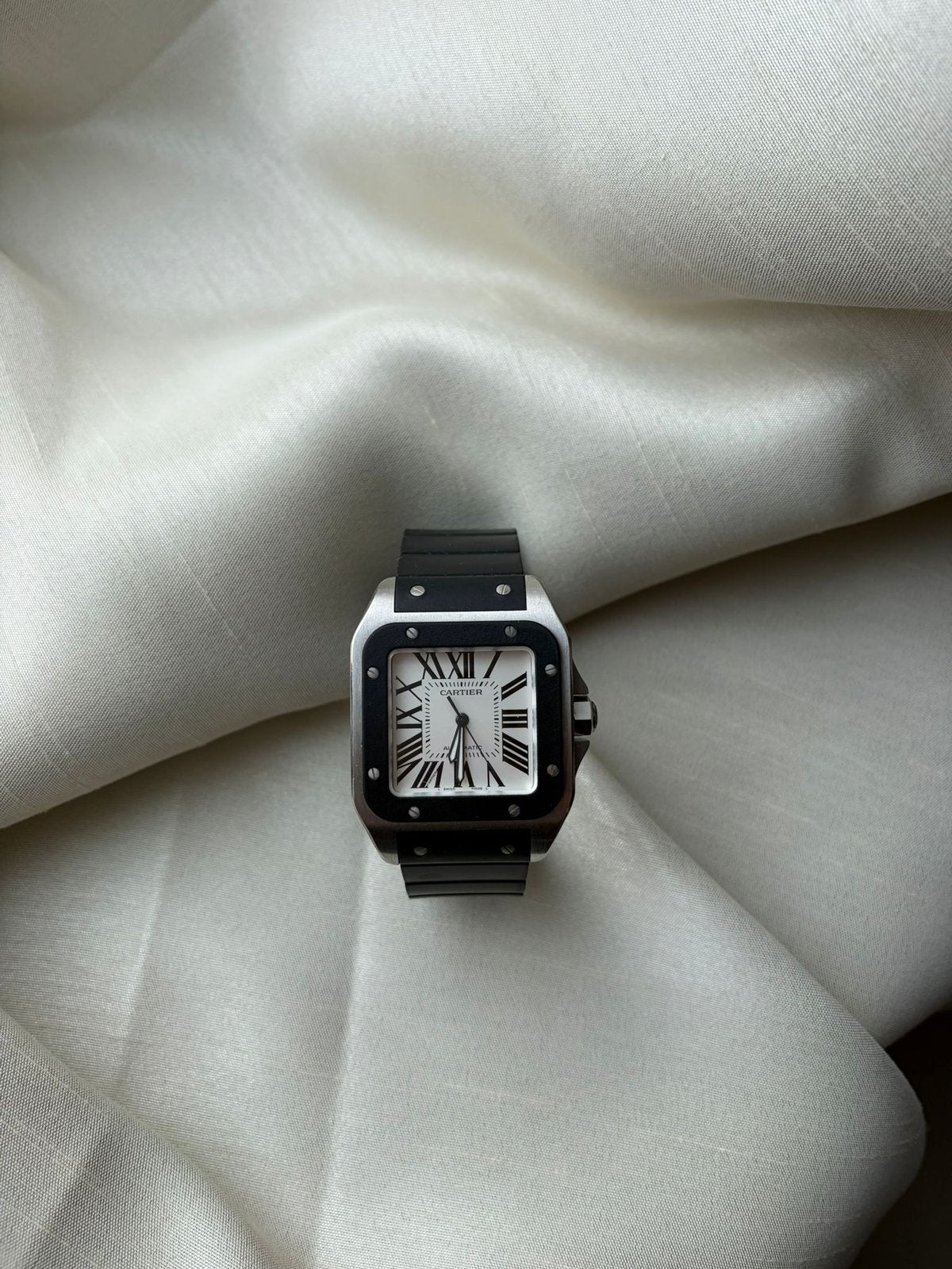 Montre Cartier Santos 100 automatique, Handtassen en Accessoires, Ophalen, Zo goed als nieuw