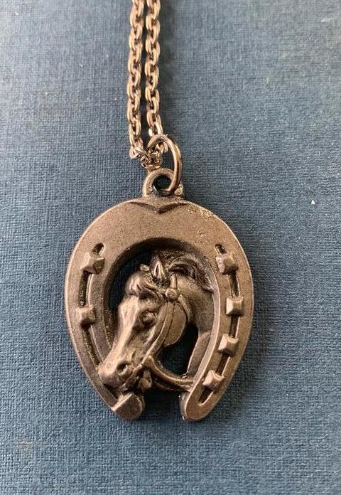 Zilverkleurige ketting met paard en hoefijzer, Neuf, Avec pendentif, Enlèvement, Autres matériaux
