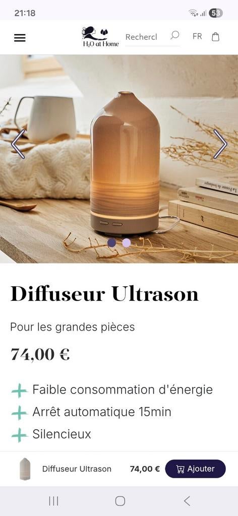 Diffuseur à ultrason H2O. Comme neuf, Electroménager, Enlèvement, Comme neuf, Humidificateur
