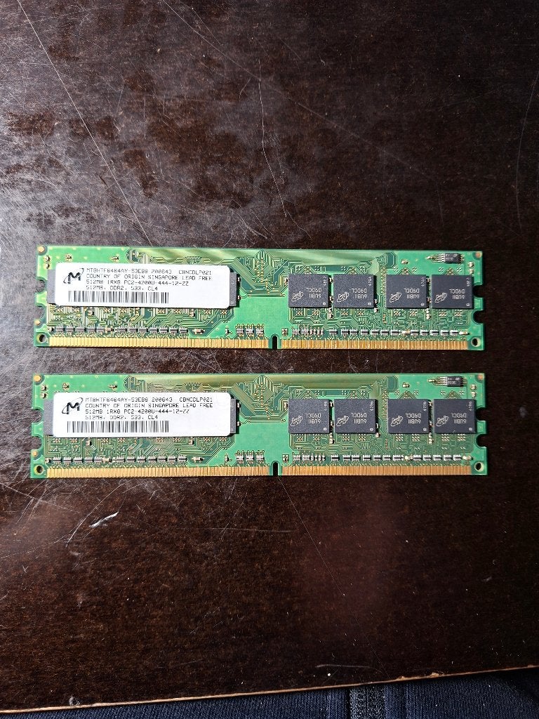 2 x 512mb DDR2 533Mhz CL4, Computers en Software, Ophalen of Verzenden, DDR2, Laptop, Gebruikt