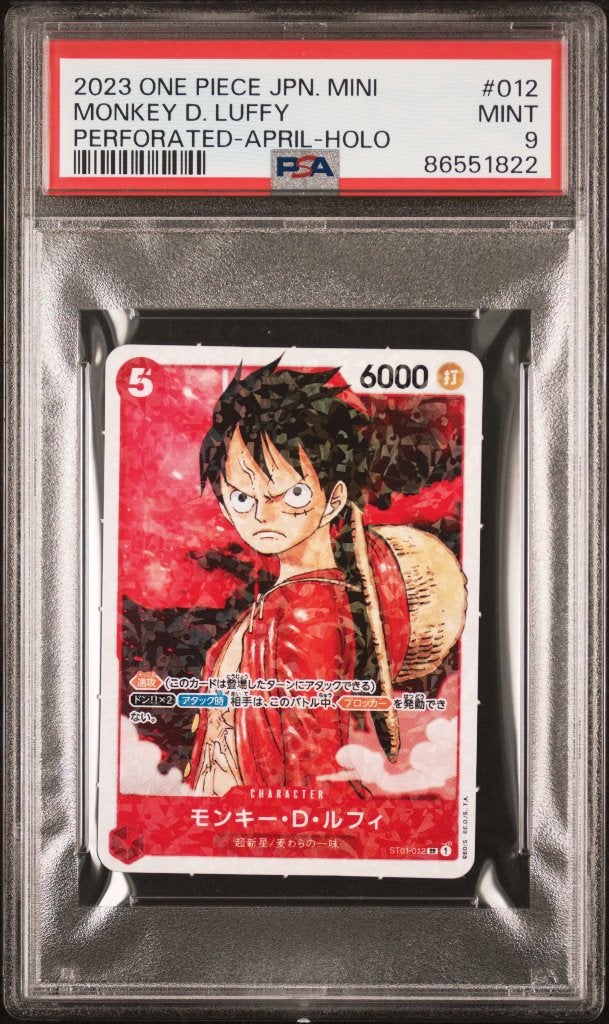 ONE PIECE JUMP MINI PROMO MONKEY D. LUFFY HOLO PERFOR. PSA 9, Enlèvement ou Envoi, Neuf, Cartes en vrac, Foil