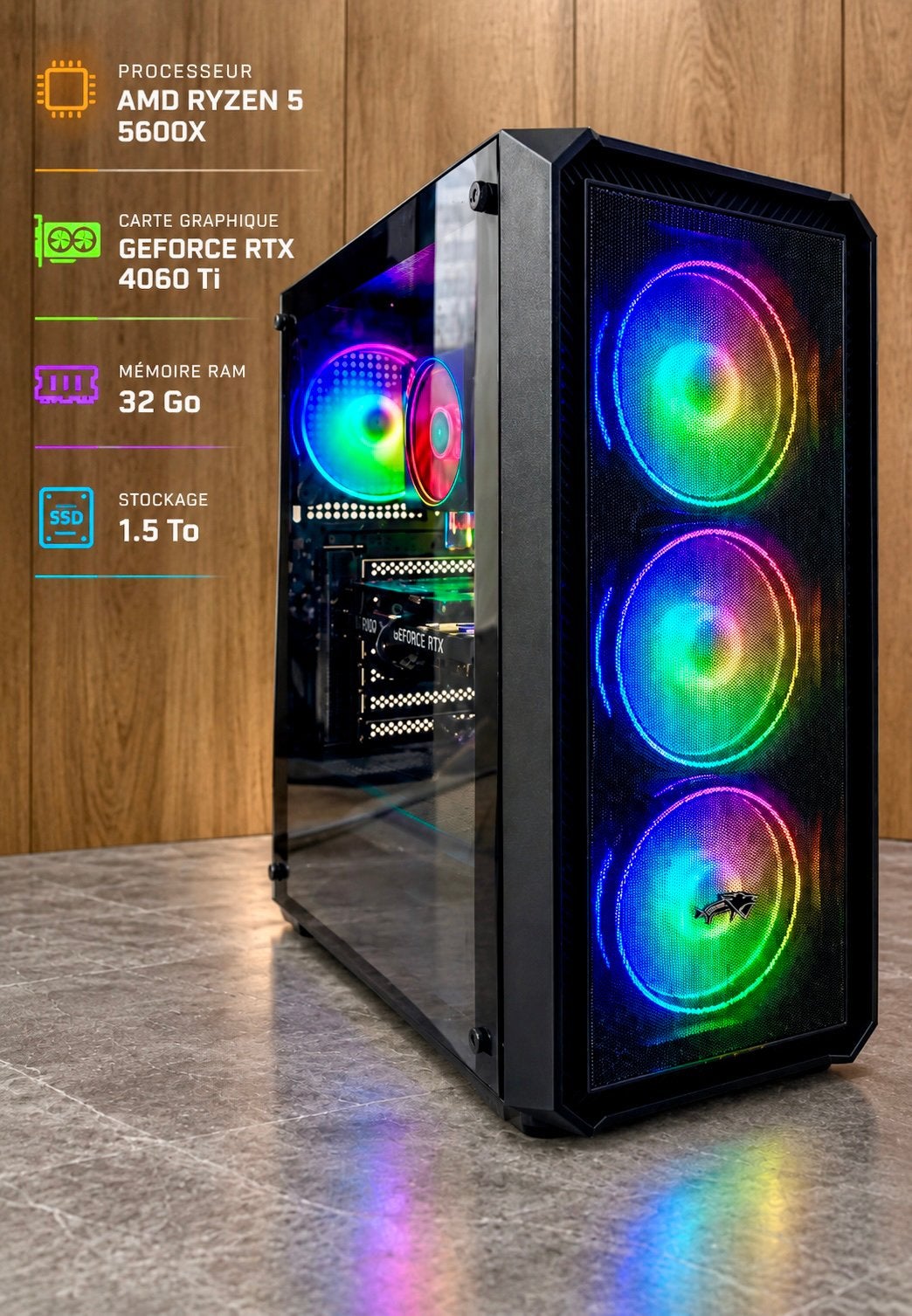 PC Gamer - Ryzen 5 5600X | RTX 4060Ti | 32Go RAM, 32 GB, Comme neuf, Gaming, HDD