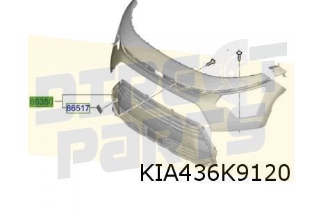 Kia Niro (5/22-) voorbumpergrille (HEV) (bij camera / bij PD, Neuf, Kia, -, -
