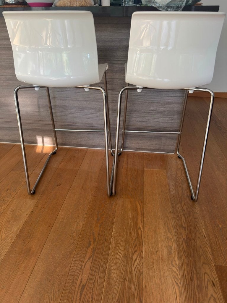2 chaises de bar IKEA GLENN – très bon état, Maison & Meubles, Enlèvement, Comme neuf, Blanc, Deux