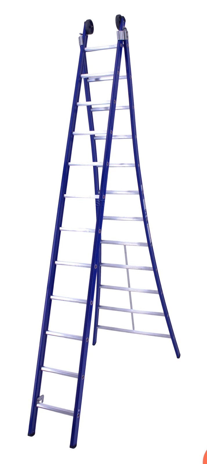 DAS products 2 x 12 sp. Industrieladder 2-delig blauw atlas, Ophalen, Zo goed als nieuw, Ladder, Opvouwbaar of Inschuifbaar