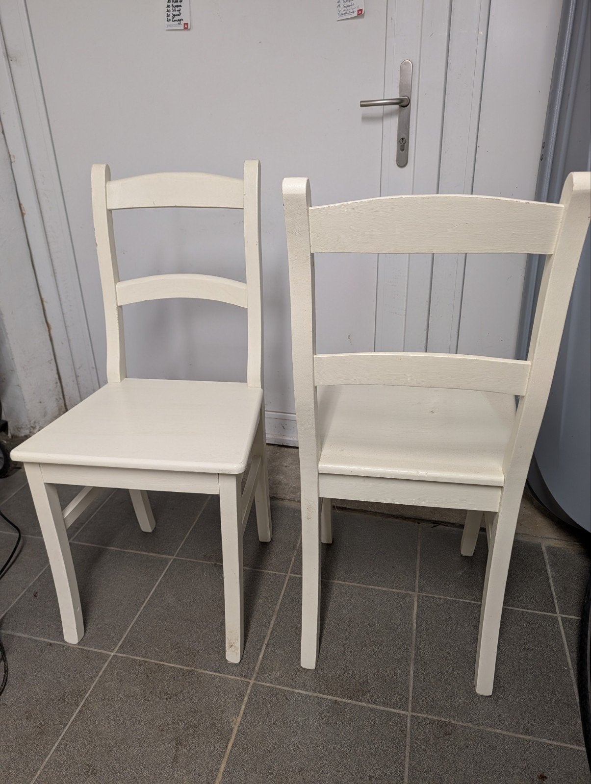 4 houten stoelen, Huis en Inrichting, Ophalen, Gebruikt, Wit, Landelijk