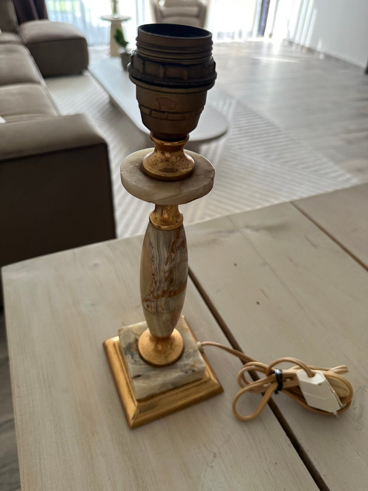 Lampe de table vintage Hollywood Regency - Onyx/Marbre, Enlèvement ou Envoi