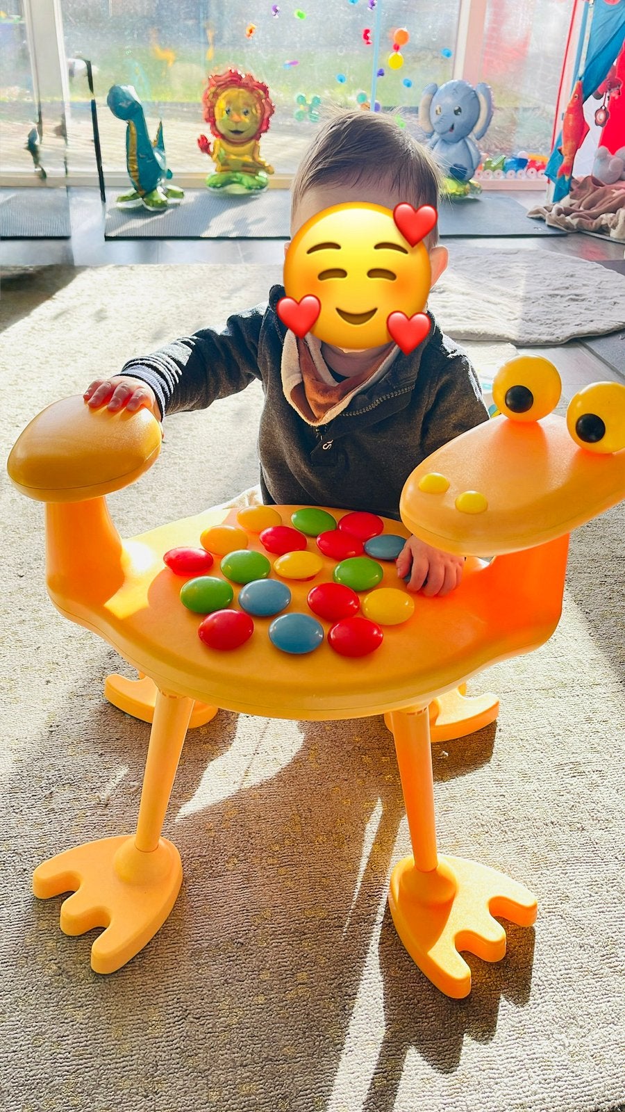 Max & Dax Kinderstoeltje Eend met Insteeknoppen – Geel, Ophalen, Zo goed als nieuw