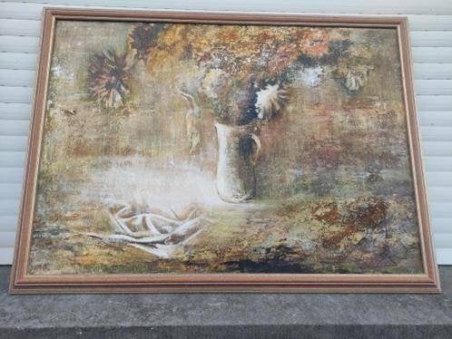 huile sur toile fleur monograme natalia plamadeala, Antiquités & Art, Enlèvement, Toile