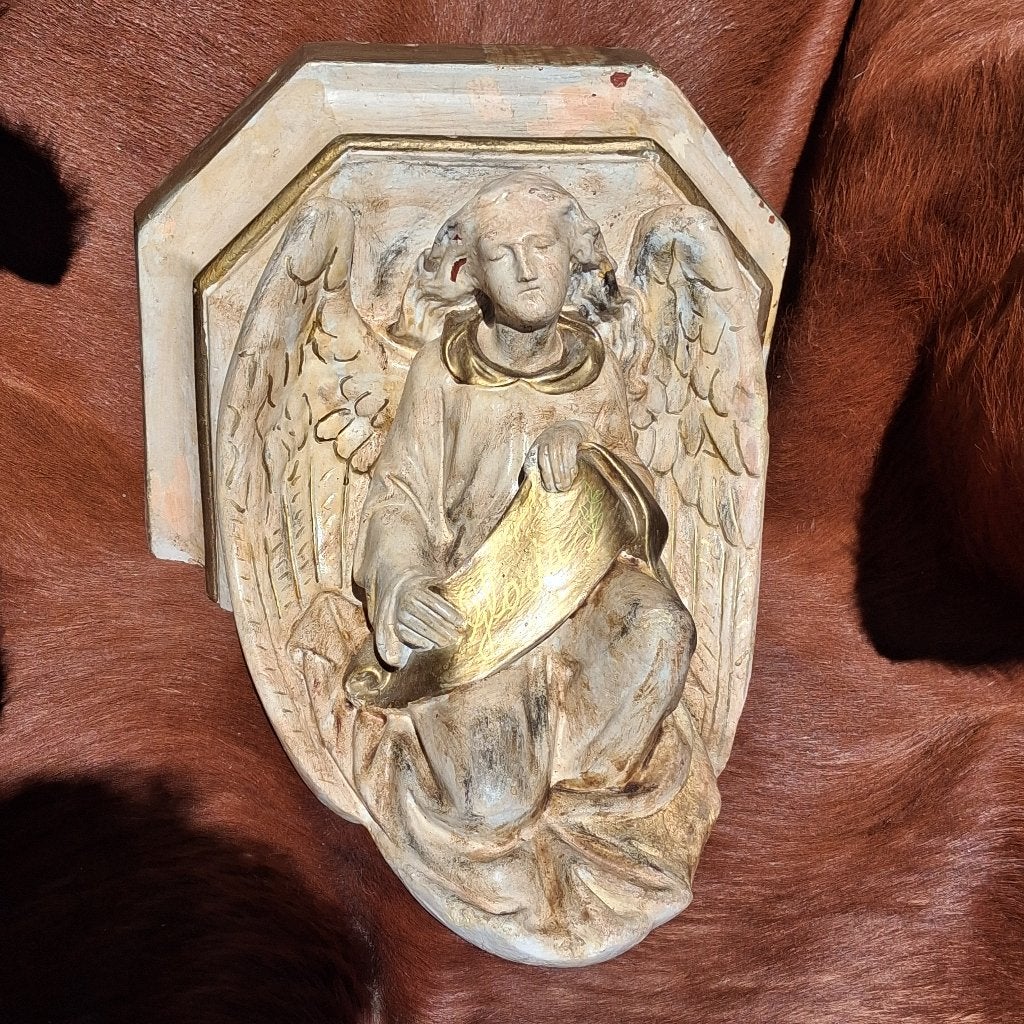 Antieke console met engel uit kerk 'GLORIA', Antiek en Kunst, Antiek | Religieuze voorwerpen, Ophalen of Verzenden