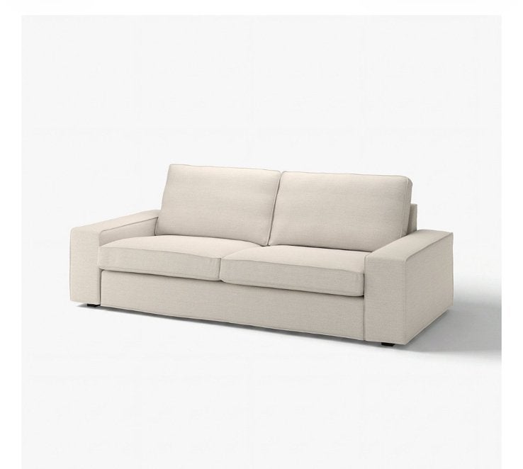 IKEA KIVIK 3-zitsbank – beige – 228 cm, Ophalen, Gebruikt, Driepersoons, 75 tot 100 cm
