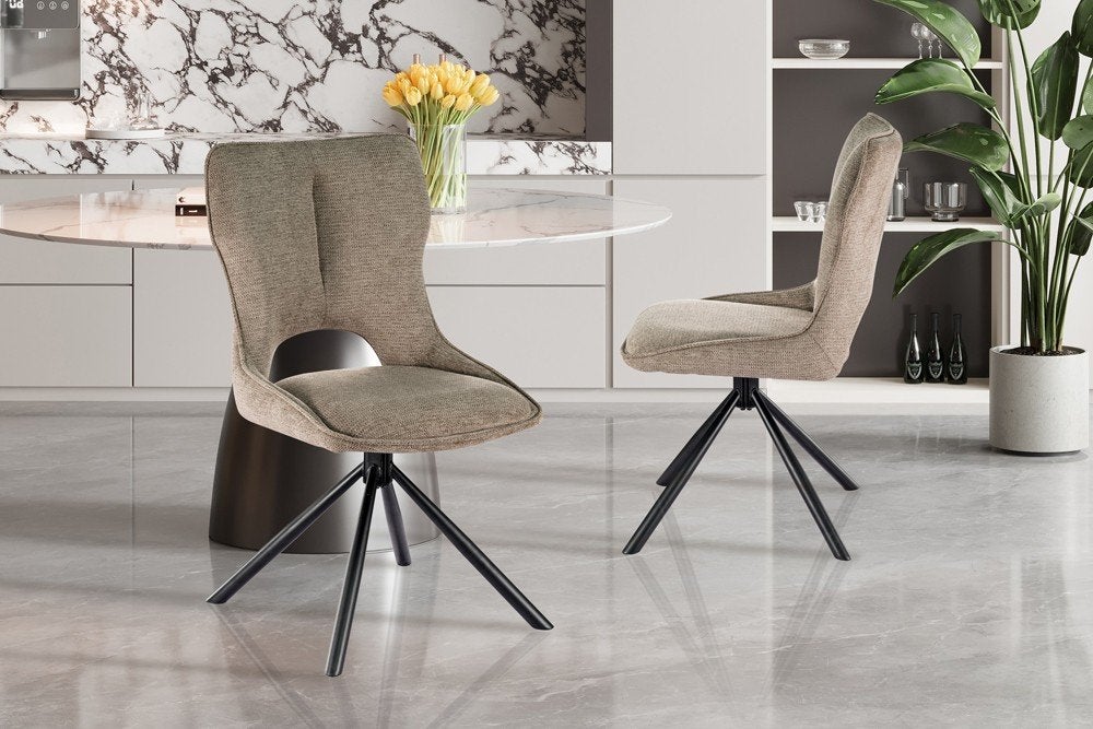 8QN Draaibaar Stoelen PROMO 'Mori' in stof + Gratis Levering, Maison & Meubles, Chaises, Neuf, Enlèvement ou Envoi, Brun, Cinq, Six Chaises ou plus