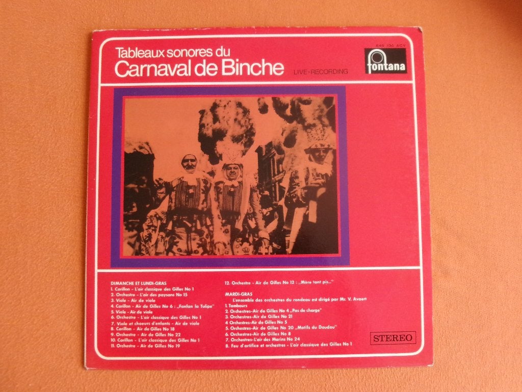 DISQUE 33 T : * TABLEAUX SONORES DU CARNAVAL DE BINCHE *, Enlèvement, Utilisé, Autres formats, Autres types