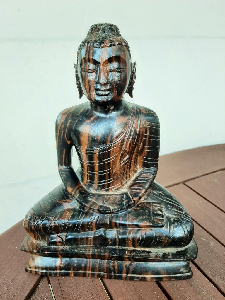 Ancien Bouddha en bois exotique / ébène, Enlèvement ou Envoi, Utilisé