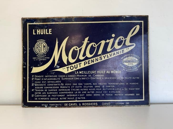 Vintage Motoriol Reclamebord