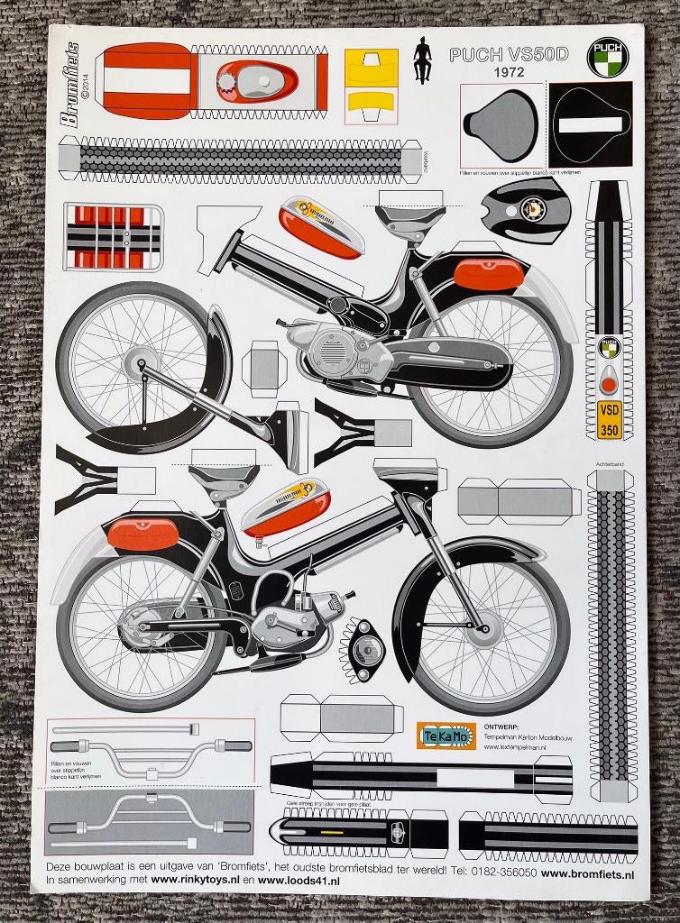 Bouwplaat PUCH VS50D 1972 uitgave BROMFIETS, Fietsen en Brommers, Handleidingen en Instructieboekjes, Nieuw, Verzenden