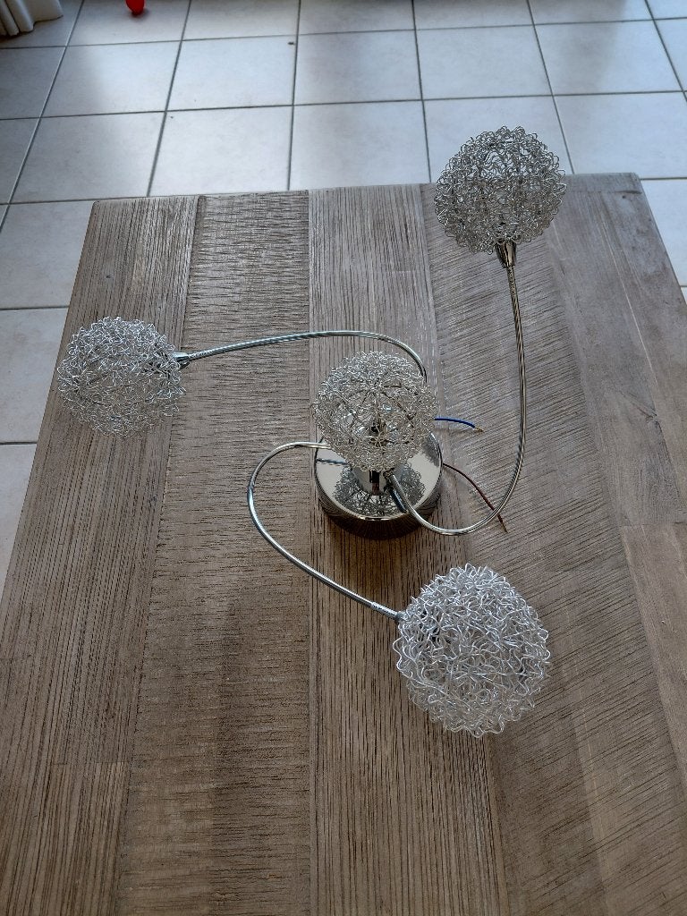 Plafondarmatuur met 4 zilverkleurige bollen, Ophalen, Inclusief lichtbron, Modern, Zo goed als nieuw