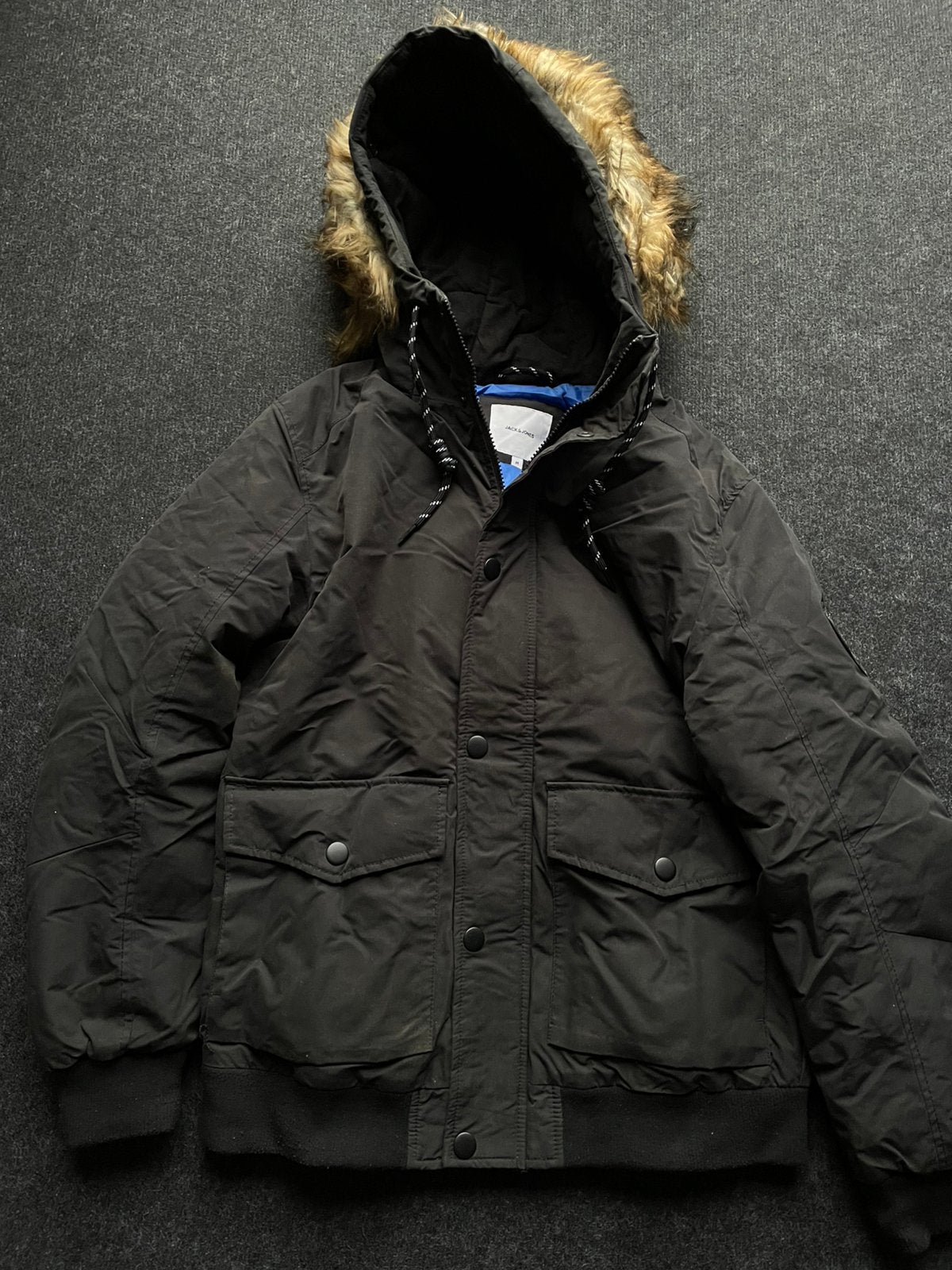 Jack & Jones Winterjas / Bomber, Kleding | Heren, Ophalen, Zo goed als nieuw, Zwart