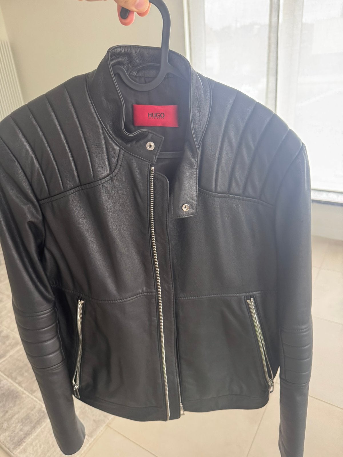 Lederen heren jas Hugo Boss, Motoren, Ophalen of Verzenden, Heren