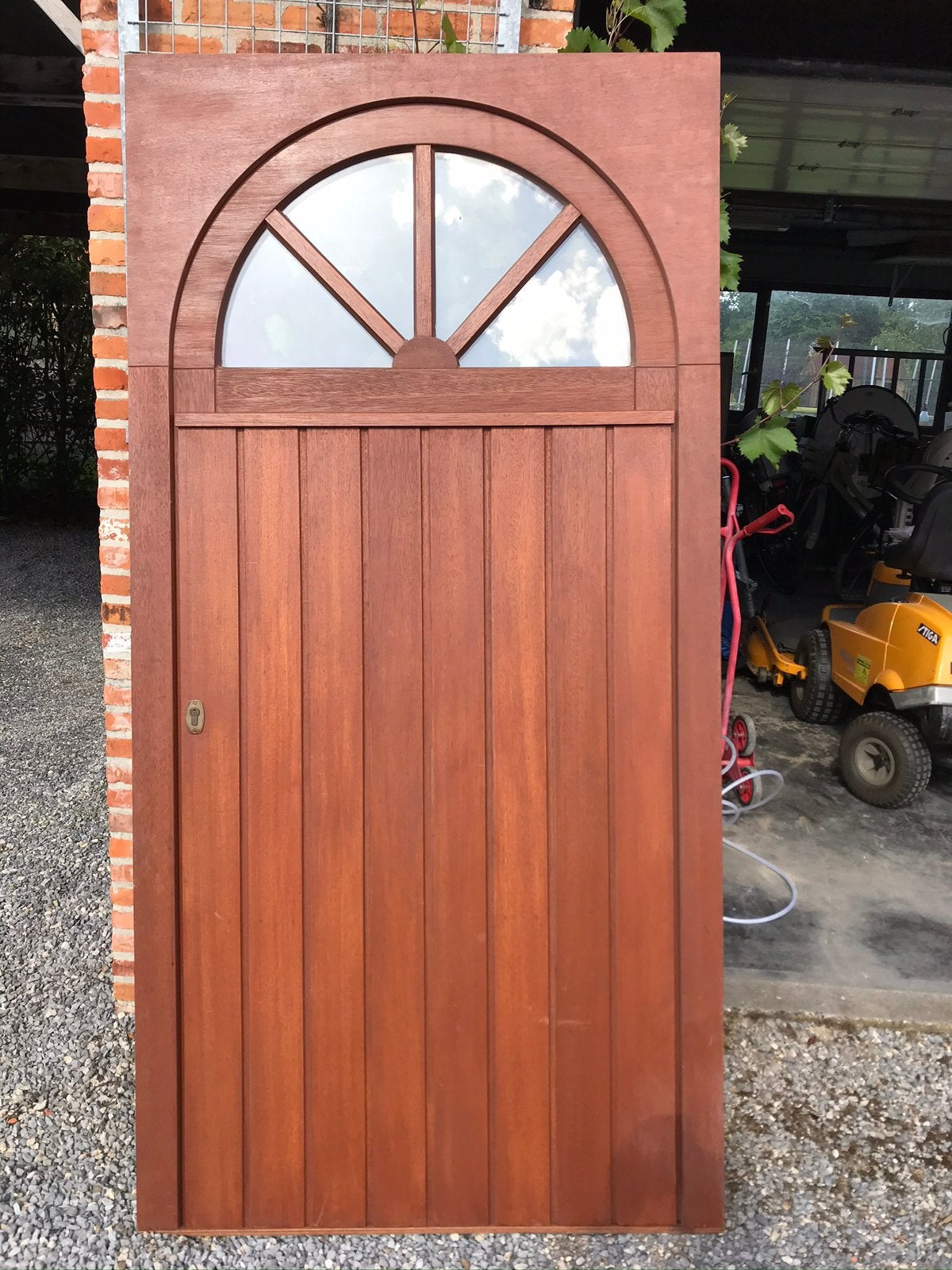 Massieve hardhouten deur, Doe-het-zelf en Bouw, Ophalen, Zo goed als nieuw, Glas
