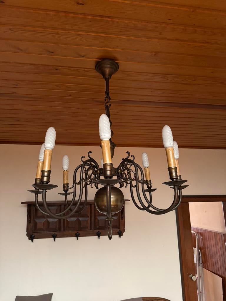 Luster flamant, Huis en Inrichting, Lampen | Kroonluchters, Ophalen, Zo goed als nieuw
