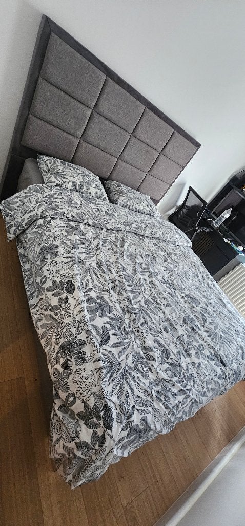 Boxspring met opbergruimte 160x200, Gris, Comme neuf, Enlèvement, 200 cm