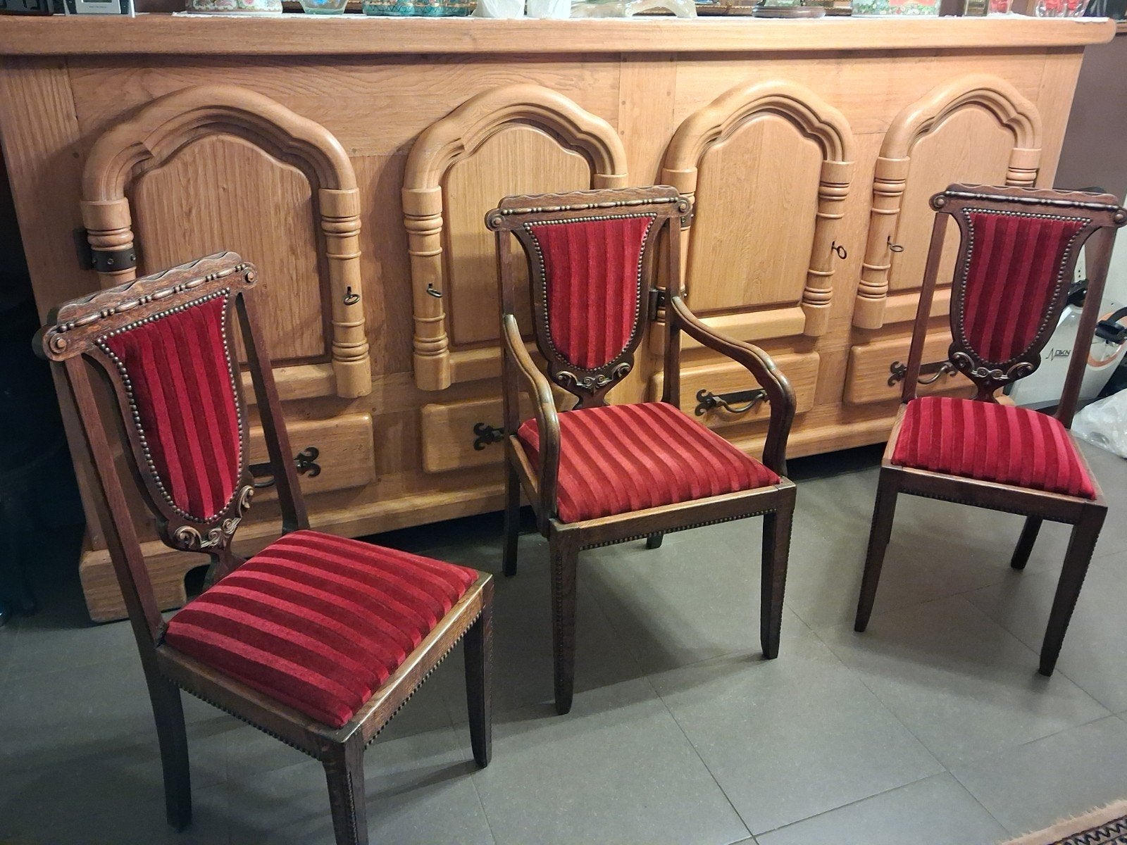 3 Retro stoelen, Huis en Inrichting, Ophalen, Gebruikt, Drie, Stof